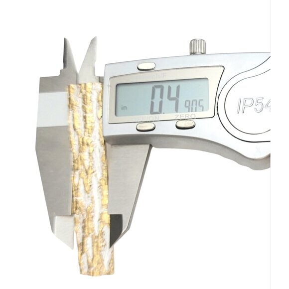 Accessocraft Gold Tone White Enamel Tree Bark Bar Brooch Pin, Signed M501 - Picture 7 of 8